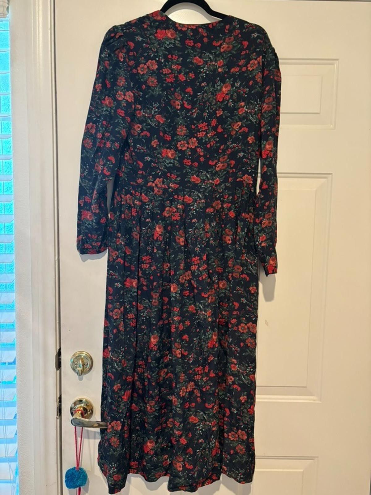 Designer Womens vintage Laura Ashley navy floral dress sz 10 #409 Size L / US 10 / IT 46 - 2 Thumbnail