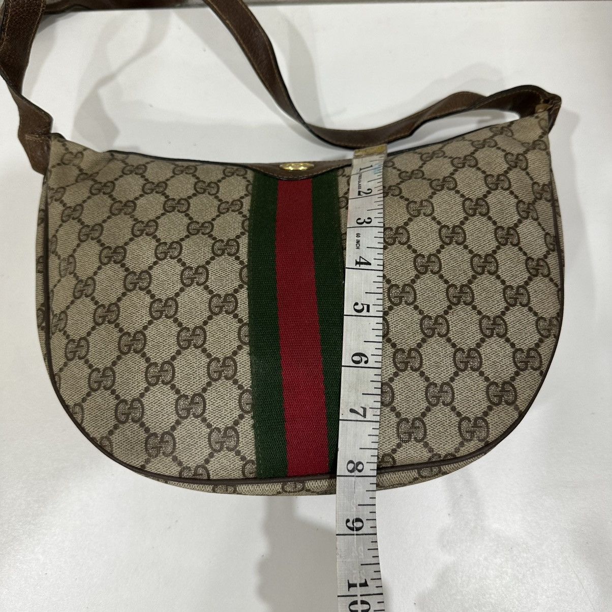 Gucci ‼️YES‼️ VINTAGE GUCCI WEB GG SUPREME SHERRY LINE SHOULDER BAG Size ONE SIZE - 8 Thumbnail