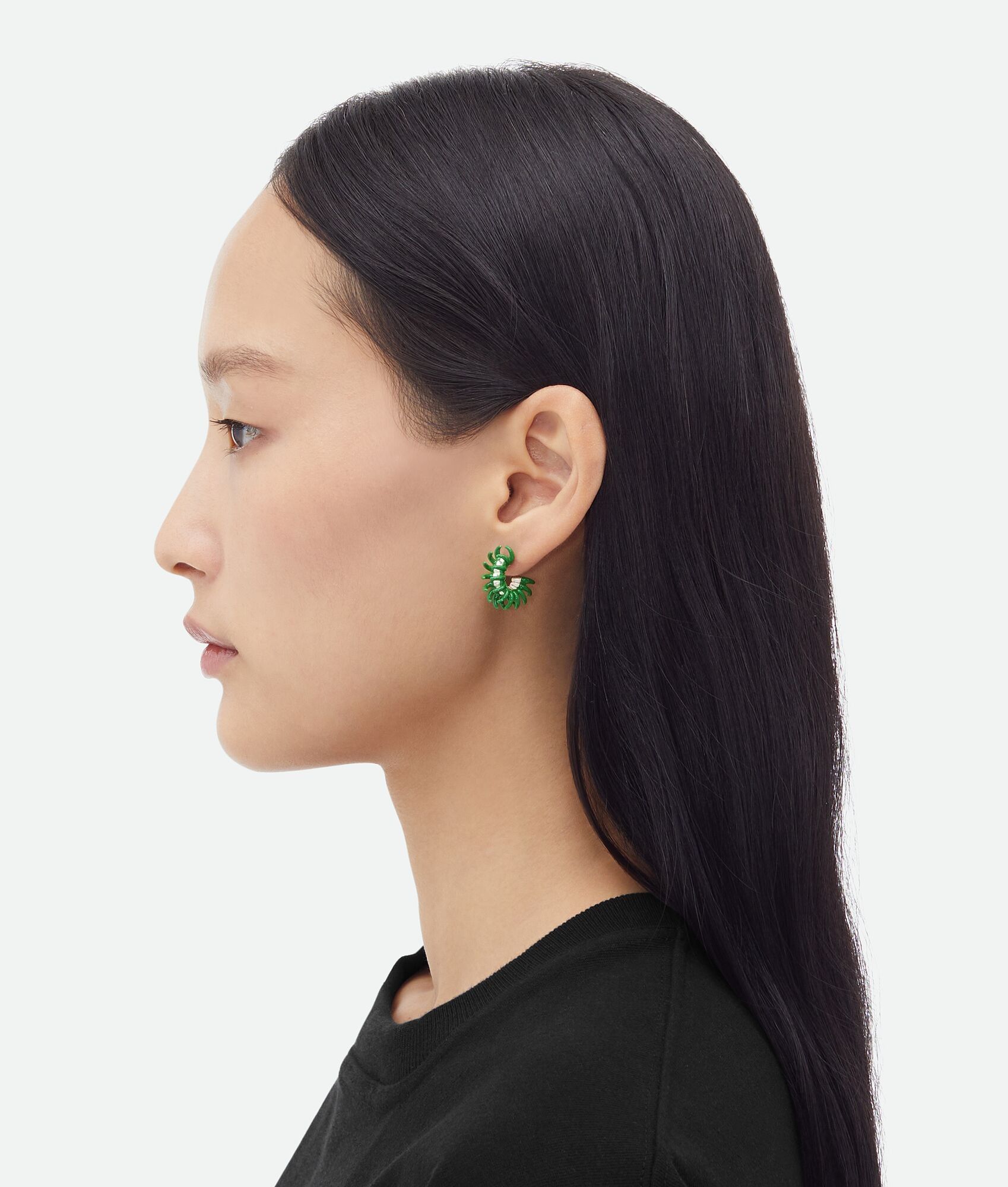 Bottega Veneta BOTTEGA VENETA Spine parakeet green enameled hoop earrings q Size ONE SIZE - 2 Thumbnail