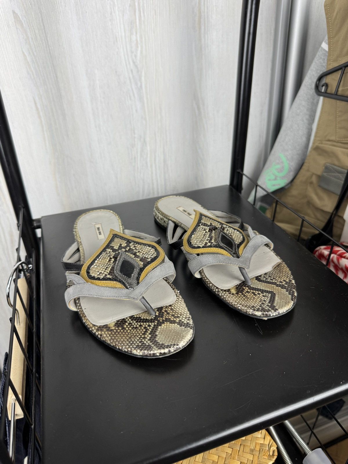 Miu Miu Miu Miu Lizard snake leather and suede sandals mules Sz 37 Size US 7 / IT 37 - 10 Thumbnail