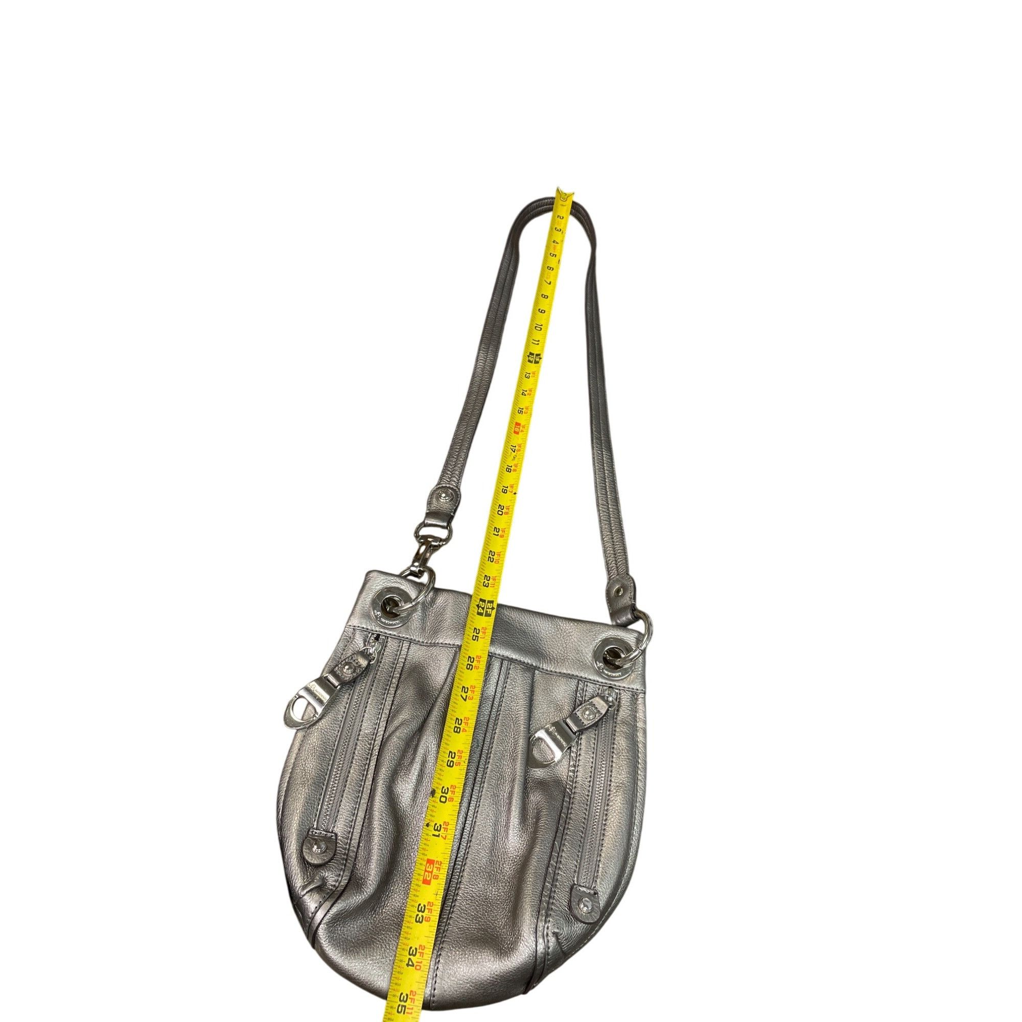 Other B. Makowsky Womens Silver Pebbled Leather Crossbody Handbag Size ONE SIZE - 5 Thumbnail