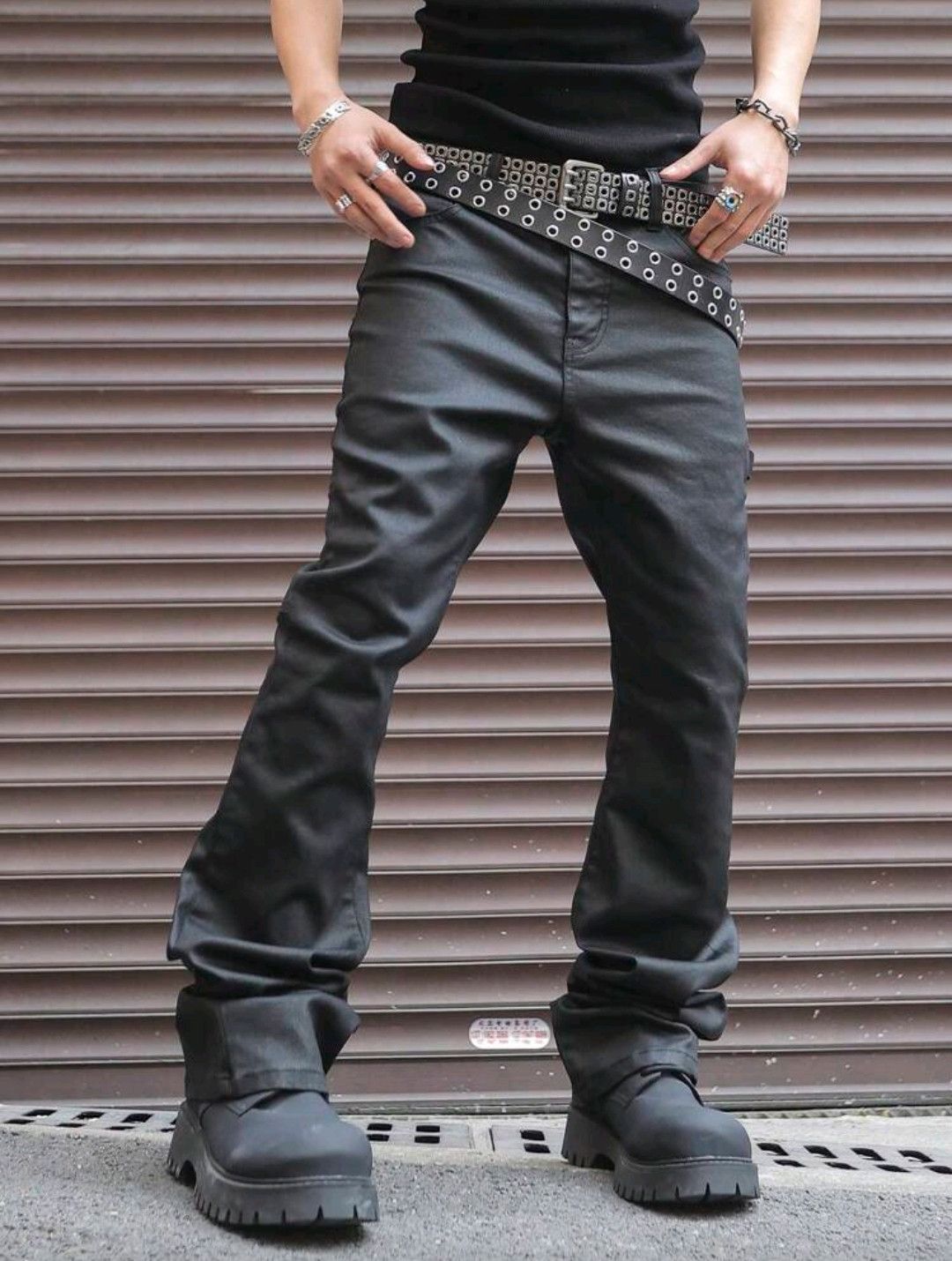 Jean Black solid simple color Jeans Size US 37 - 4 Thumbnail
