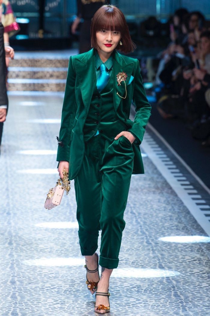 Dolce & Gabbana Dolce & Gabbana Velour Trouser Suit Green IT 40-42 US 4-6 Size XS / US 0-2 / IT 36-38 - 1 Thumbnail