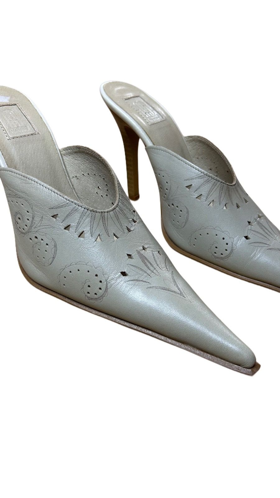 Designer × Vintage Vintage Leather Western Pointy Mules Size US 7 / IT 37 - 5 Thumbnail