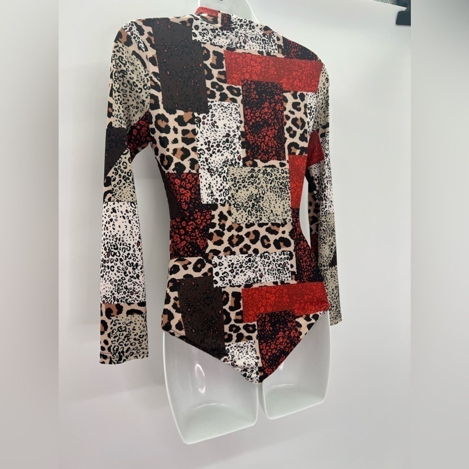 Boohoo BOOHOO Women's Multicolored Animal Print Polyester Bodysuit Size S / US 4 / IT 40 - 4 Thumbnail