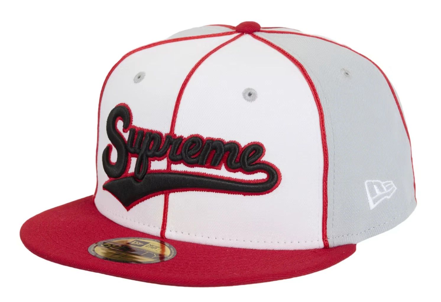 Supreme x New Era Piping Script Logo Cap Grey 7 1/4