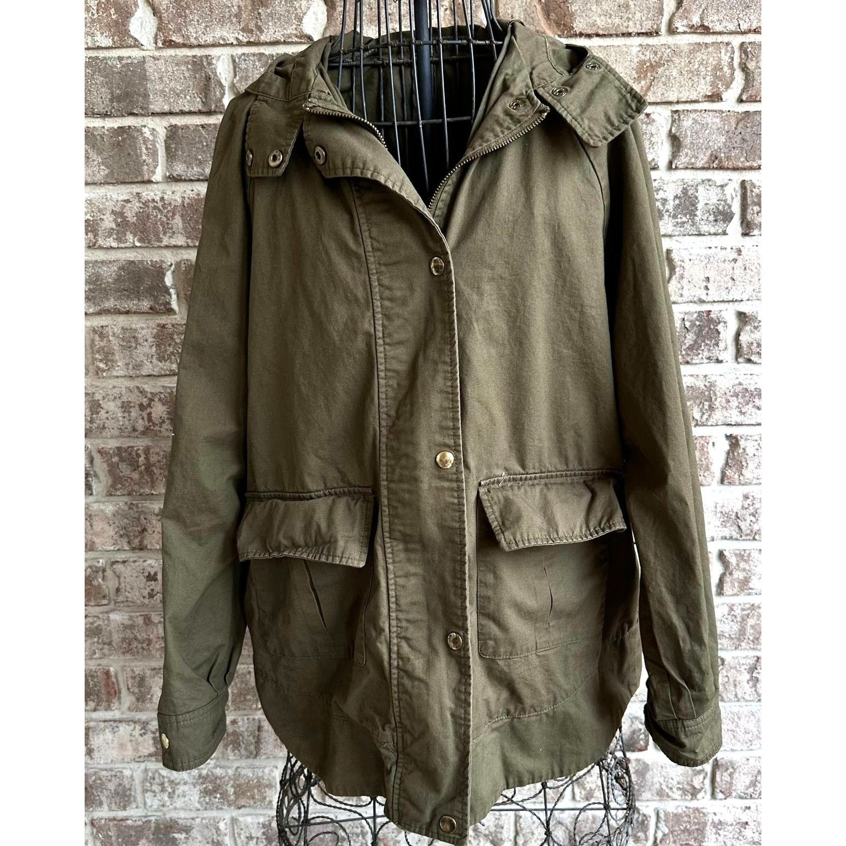 Other Love Tree Green Army Jacket Medium Military Raincoat Pockets Size US M / EU 48-50 / 2 - 2 Thumbnail