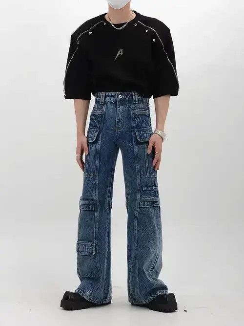 VIBE Micro-flare jeans with retro unique pockets Size US 32 / EU 48 - 2 Thumbnail