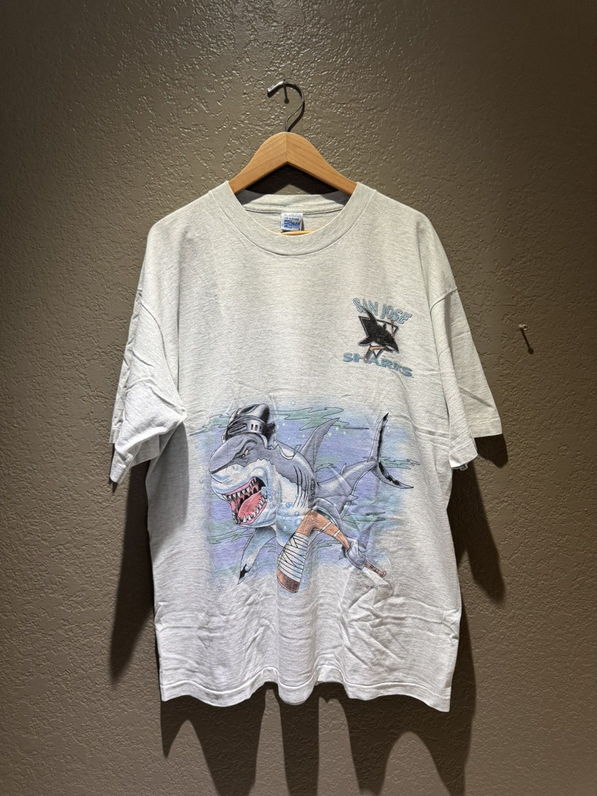 Salem Sportswear Vintage Salemsportsware San Jose Sharks Tee XL Grey Printed Size US XL / EU 56 / 4 - 1 Thumbnail