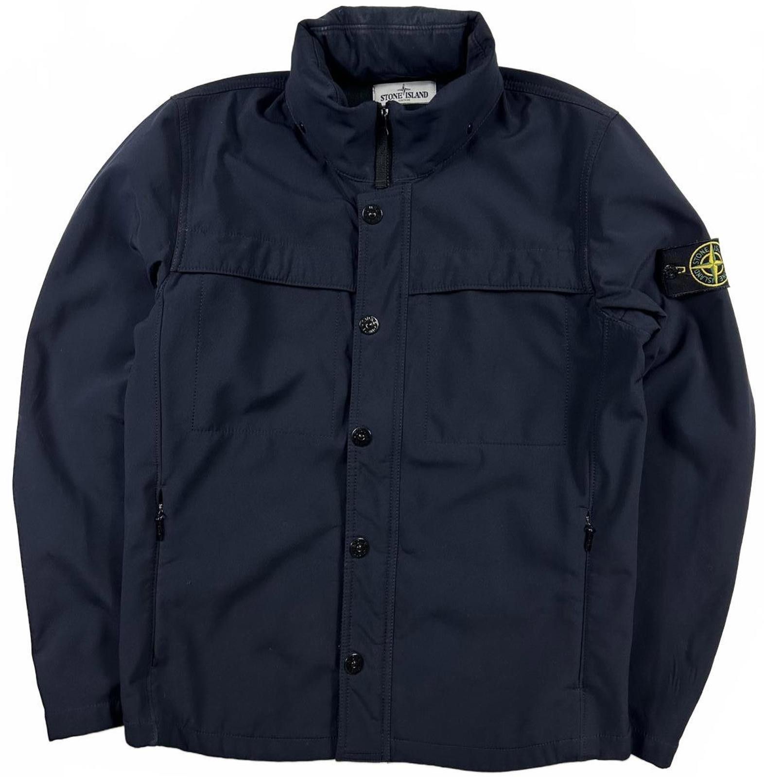 Stone Island Soft Shell R Zip Up Jacket Navy Blue Medium
