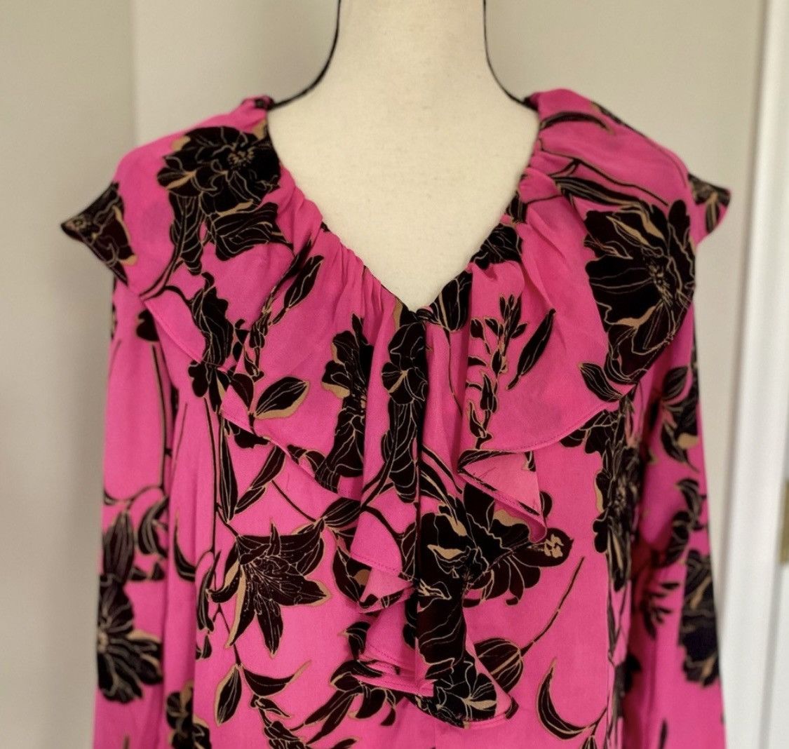 Other VICI HOT PINK FLORAL V NECK RUFFLED BLOUSE TOP Size M / US 6-8 / IT 42-44 - 9 Thumbnail