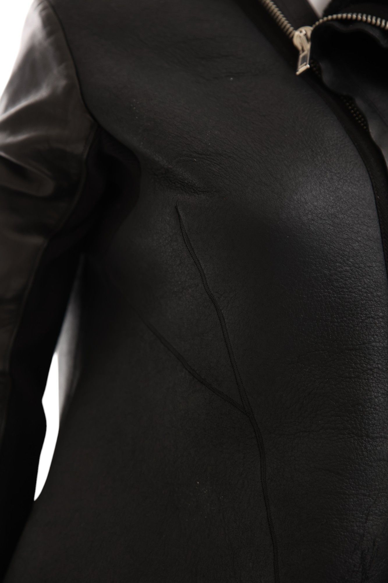 Rick Owens F/W 2009 "CRUST" Black Leather Asymmetric Coat Size M / US 6-8 / IT 42-44 - 11 Thumbnail