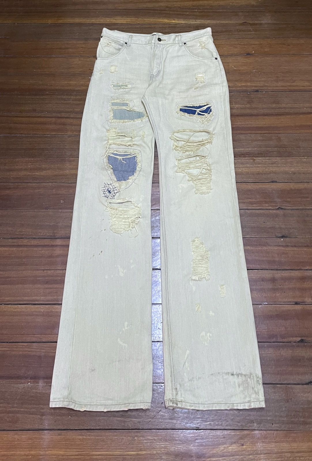Japanese Brand Rare Design Vintage Exhibitionist Distressed Jeans 2000s Size US 34 / EU 50 - 1 Thumbnail