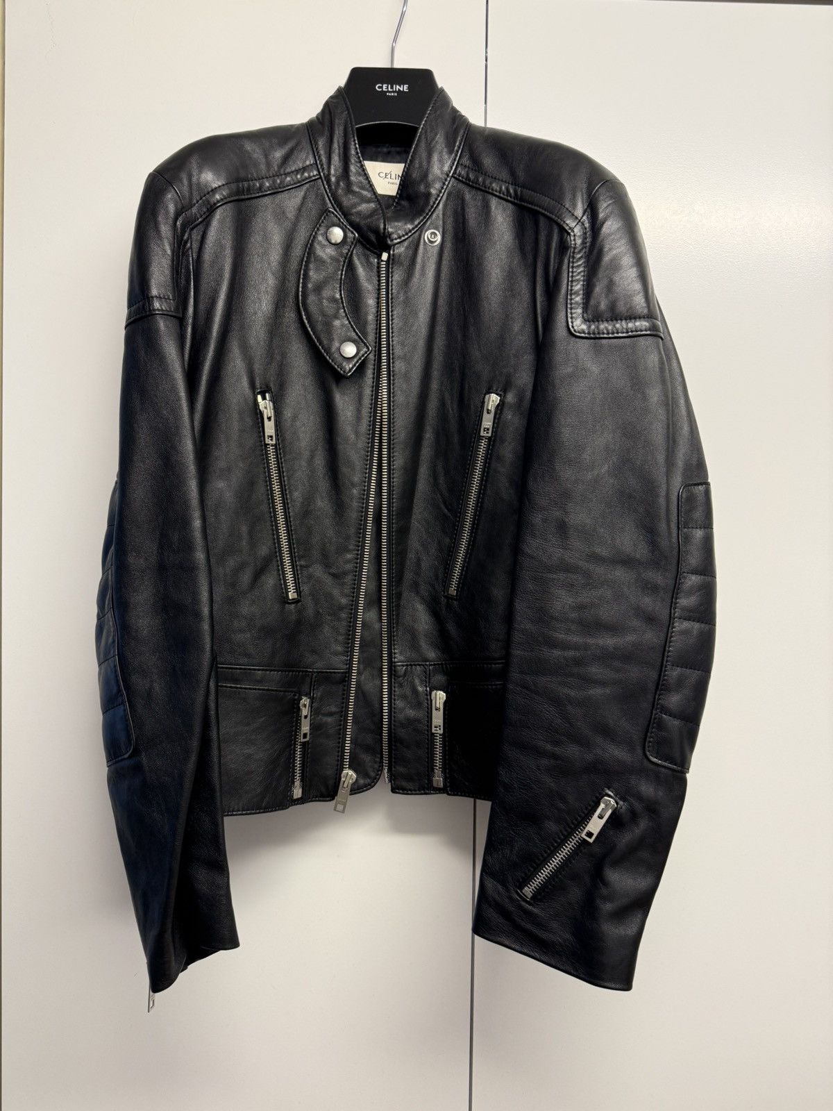 Celine × Hedi Slimane Celine Cafe Racer Padded Leather Jacket - 50 Size US M / EU 48-50 / 2 - 2 Thumbnail