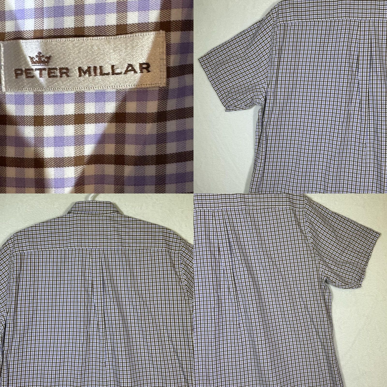 Peter Millar VINTAGE Peter Millar Shirt Mens 2XL Purple Brown Check Plaid Button Down Short Sleeve Size US XXL / EU 58 / 5 - 8 Thumbnail