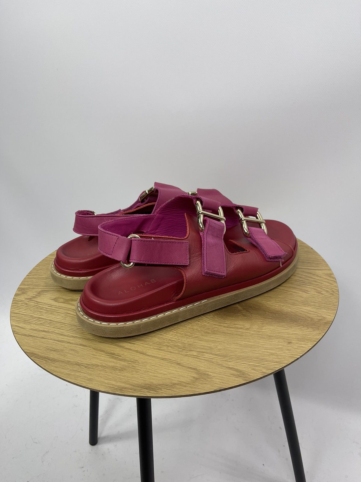 ALOHAS ALOHAS Harper Pink Leather Sandals Brand Flat Shoes 42 EU Size US 12 / IT 42 - 7 Thumbnail