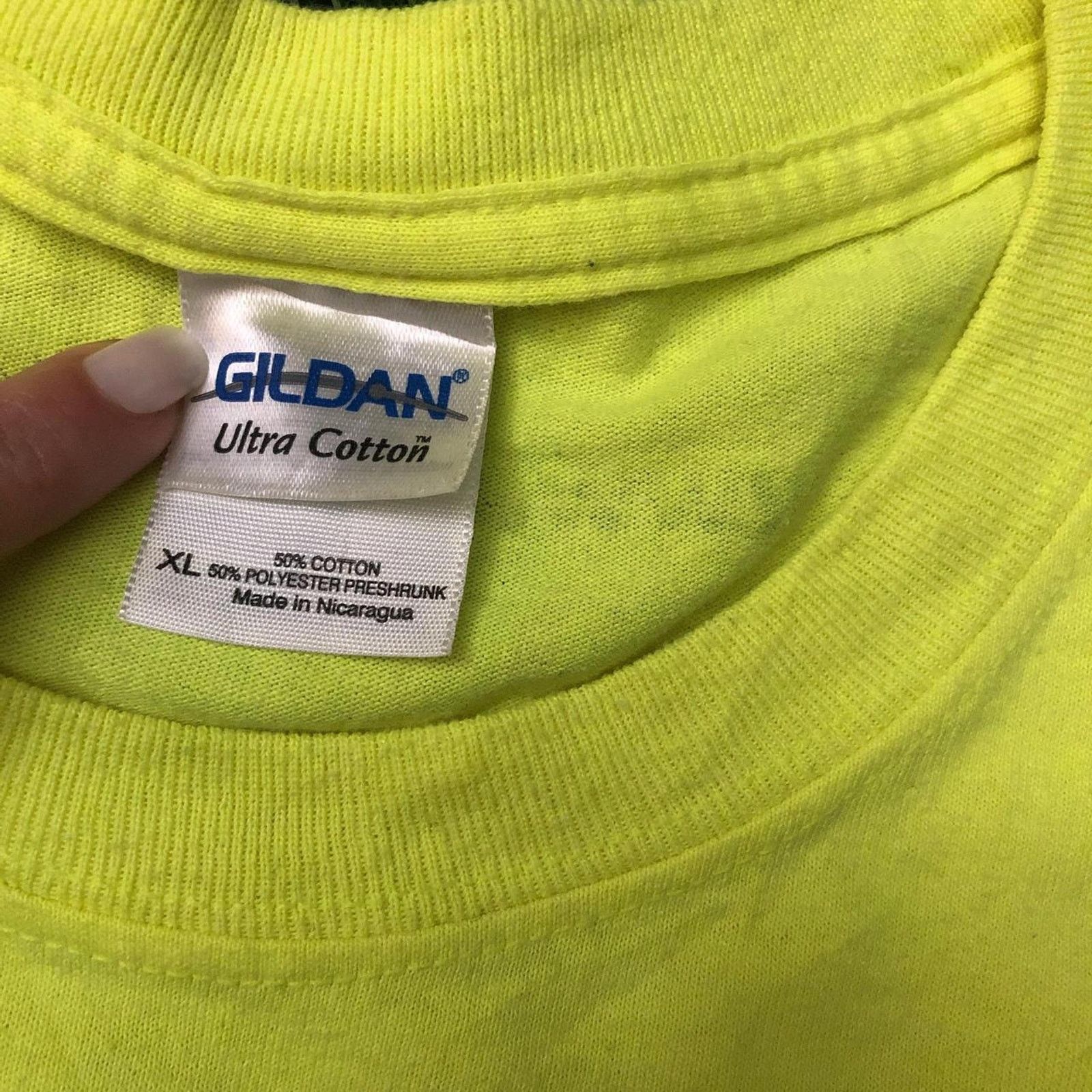 Gildan Fluorescent Yellow ‘Menards’ Contractor Graphic Tee Size US XL / EU 56 / 4 - 4 Thumbnail