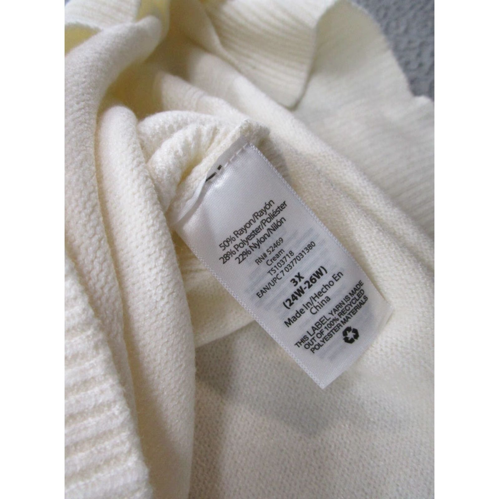 Vintage Terra & Sky Women's Ivory Button Sweater Soft Knit Pullover Plus Size 3X NEW Size XXL / US 16-18 / IT 52-54 - 4 Thumbnail