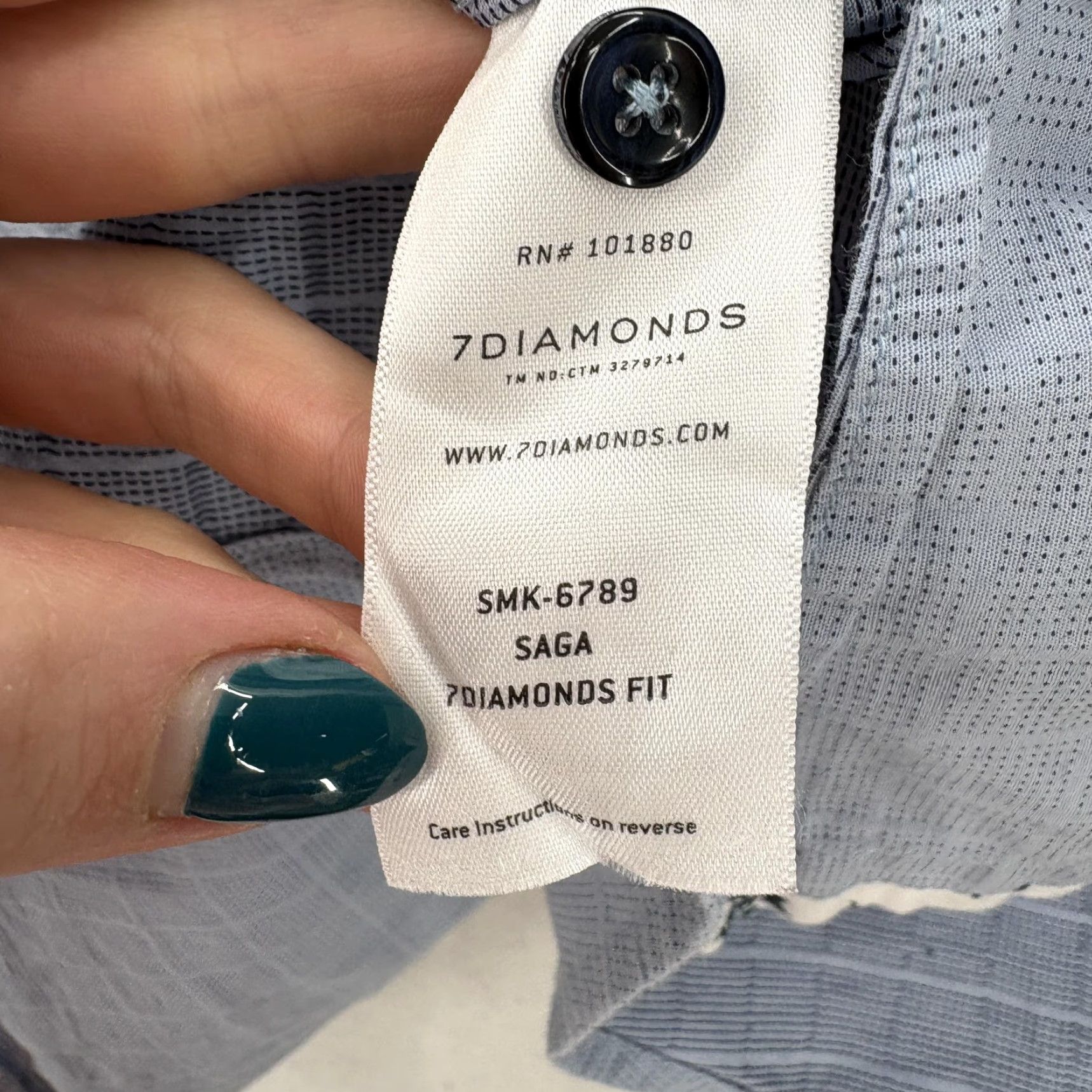 Vintage 7 Diamonds Shirt Mens Large Blue Check Short Sleeve Button Up Casual Stretch Size US L / EU 52-54 / 3 - 6 Thumbnail