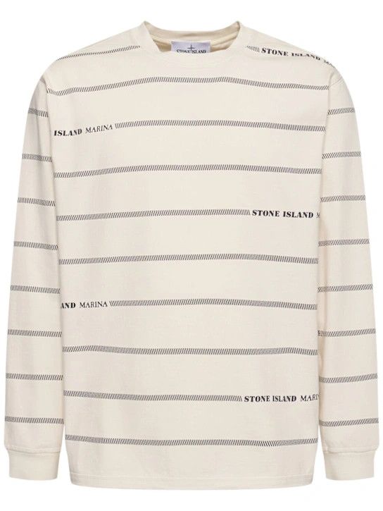 o1lsvrm0425 Crewneck Striped Sweatshirt in Ivory