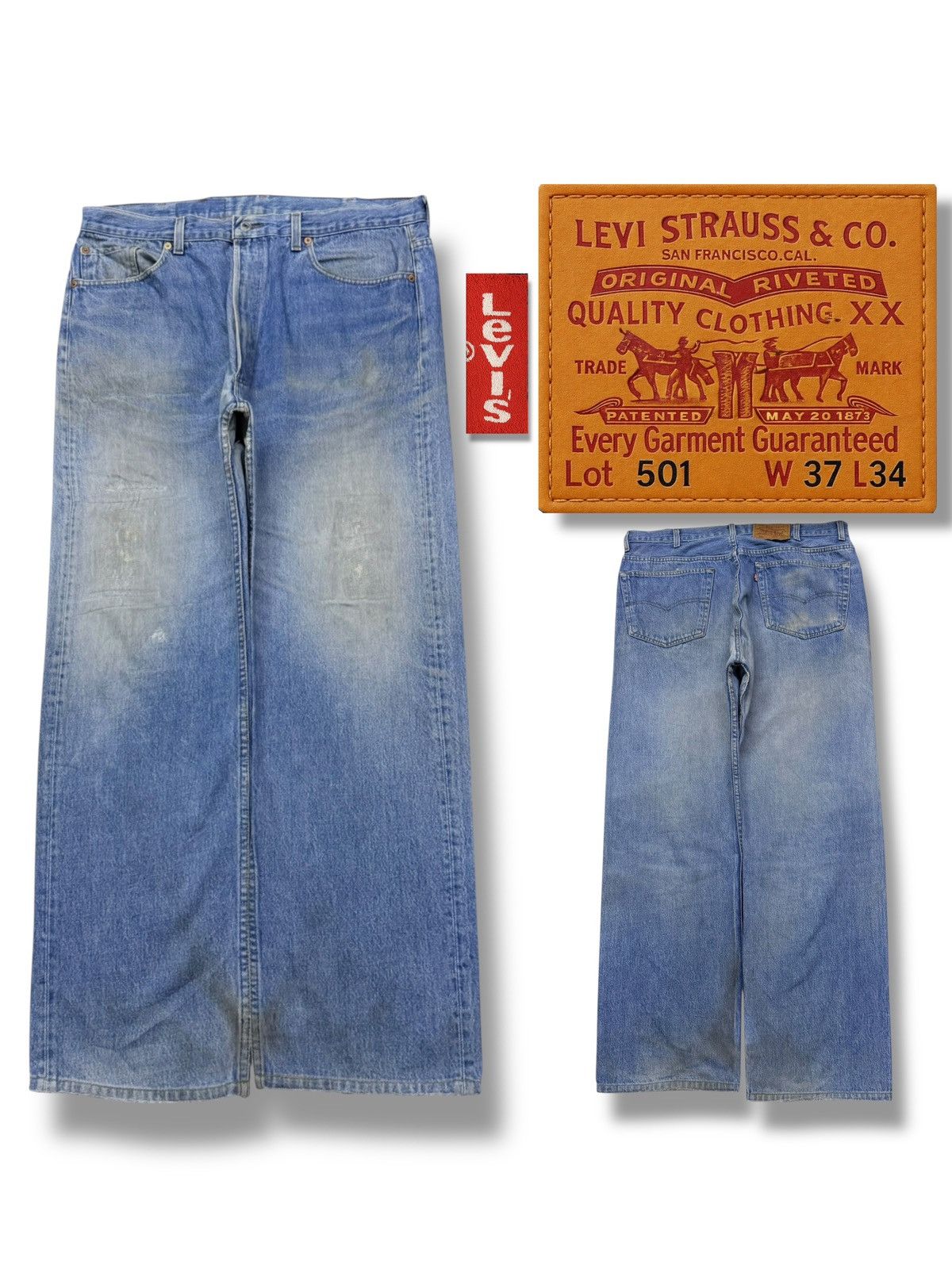 Levi's Vintage 90s Levis 501 Made in USA 555 Classic Straight Denim Size US 37 - 1 Thumbnail