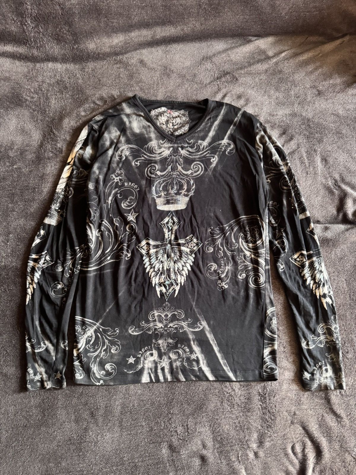 Vintage Vintage Affliction long sleeve with rhinestones y2k Japaness Size US S / EU 44-46 / 1 - 1 Thumbnail