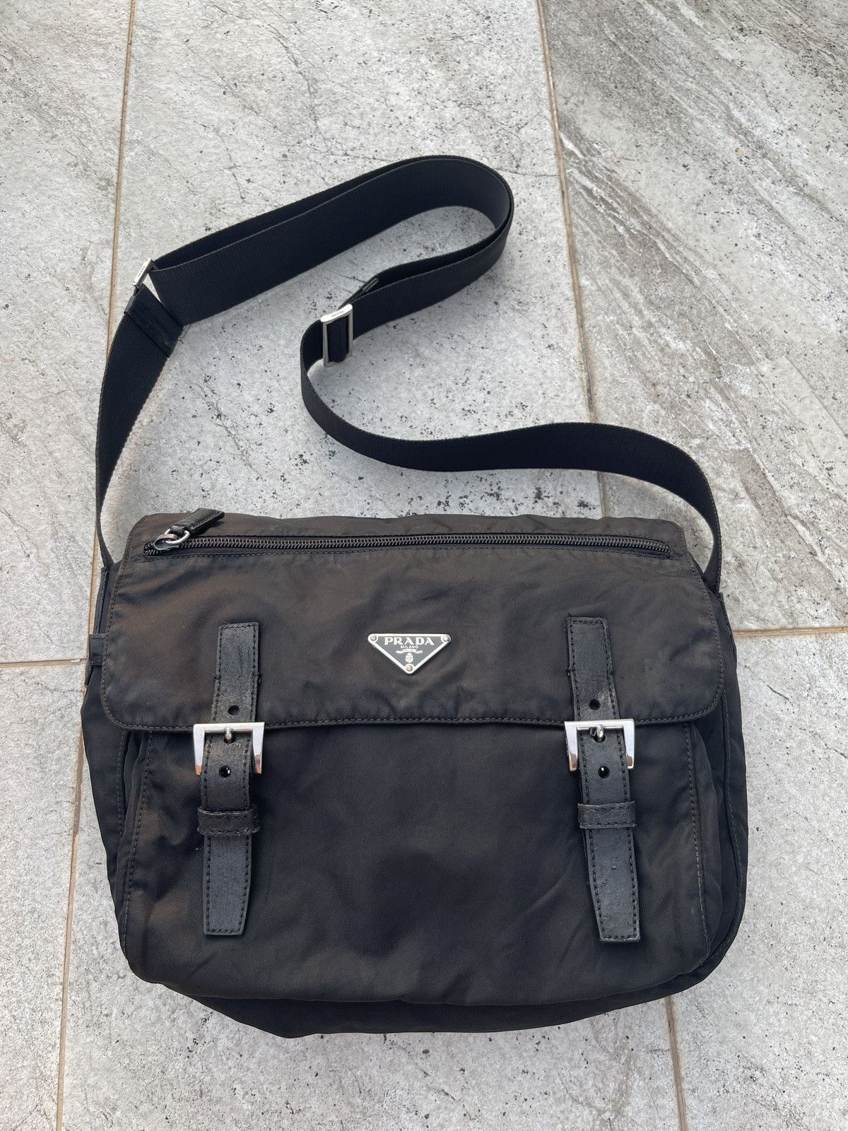 Prada Nylon Crossbody Bag in Black, Women's