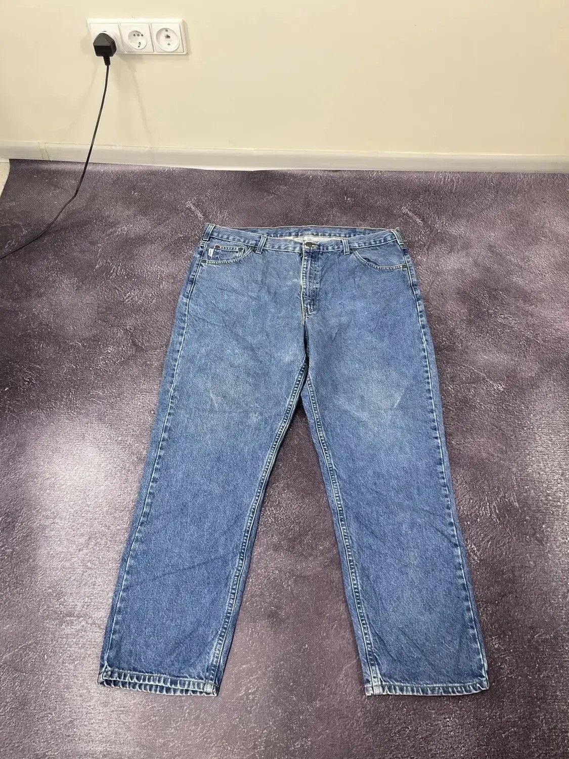 Carhartt × Vintage Vintage Carhartt Work American Blue Denim Hype Baggy Jeans Size US 38 / EU 54 - 2 Thumbnail