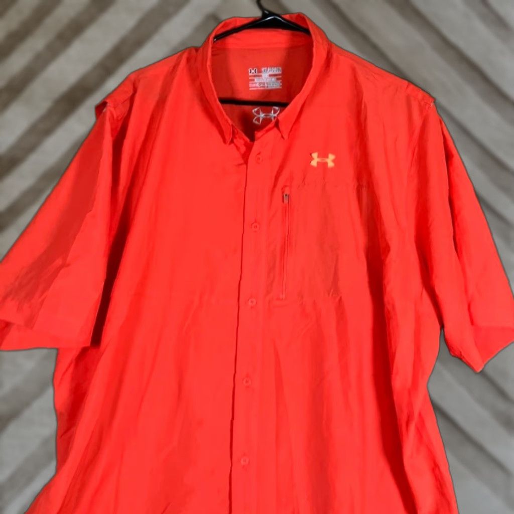 Under Armour Under Armour Mens Shirt Polo Orange 2X Heatgear Breathable Activewear Short Sleeve Polo Shirt Mens 2X Orange Under Armour Size US XXL / EU 58 / 5 - 1 Thumbnail