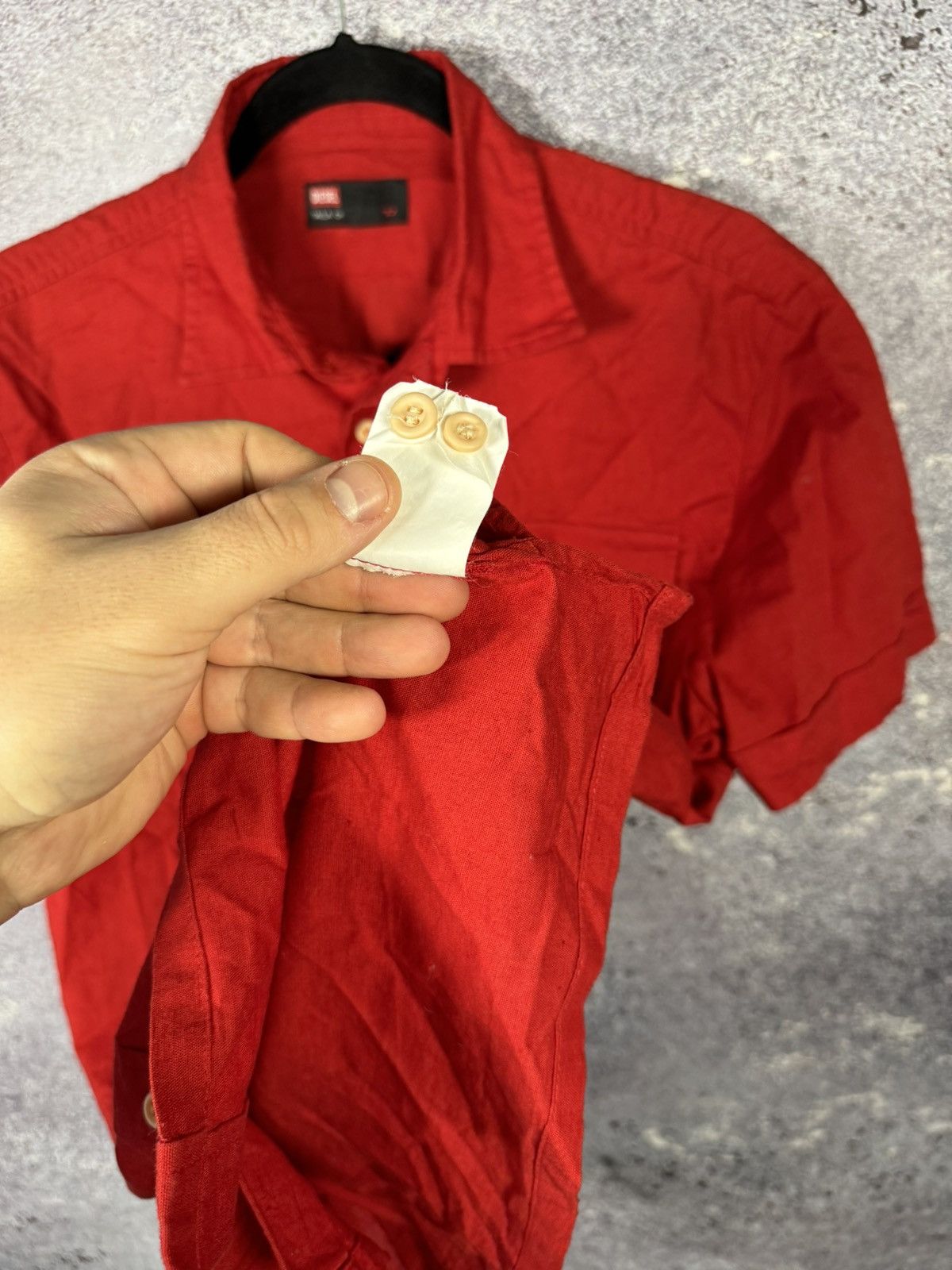 Diesel × Vintage Vintage Diesel Linen Shirt Sleeve Red Shirt y2k Small Size US S / EU 44-46 / 1 - 11 Thumbnail