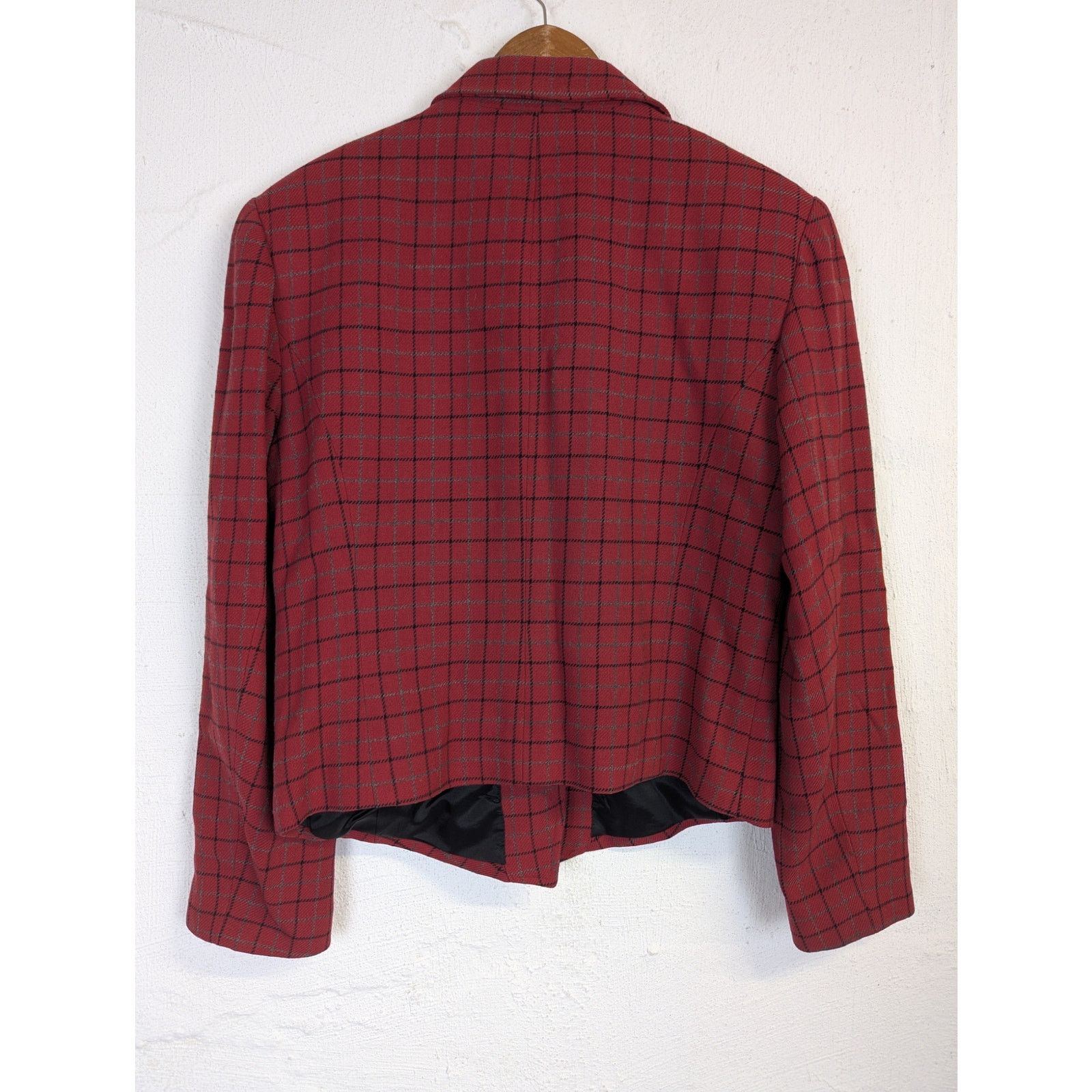 J.McLaughlin J McLaughlin Jacket Red Plaid Cropped Preppy Wool Academia Size M / US 6-8 / IT 42-44 - 4 Thumbnail
