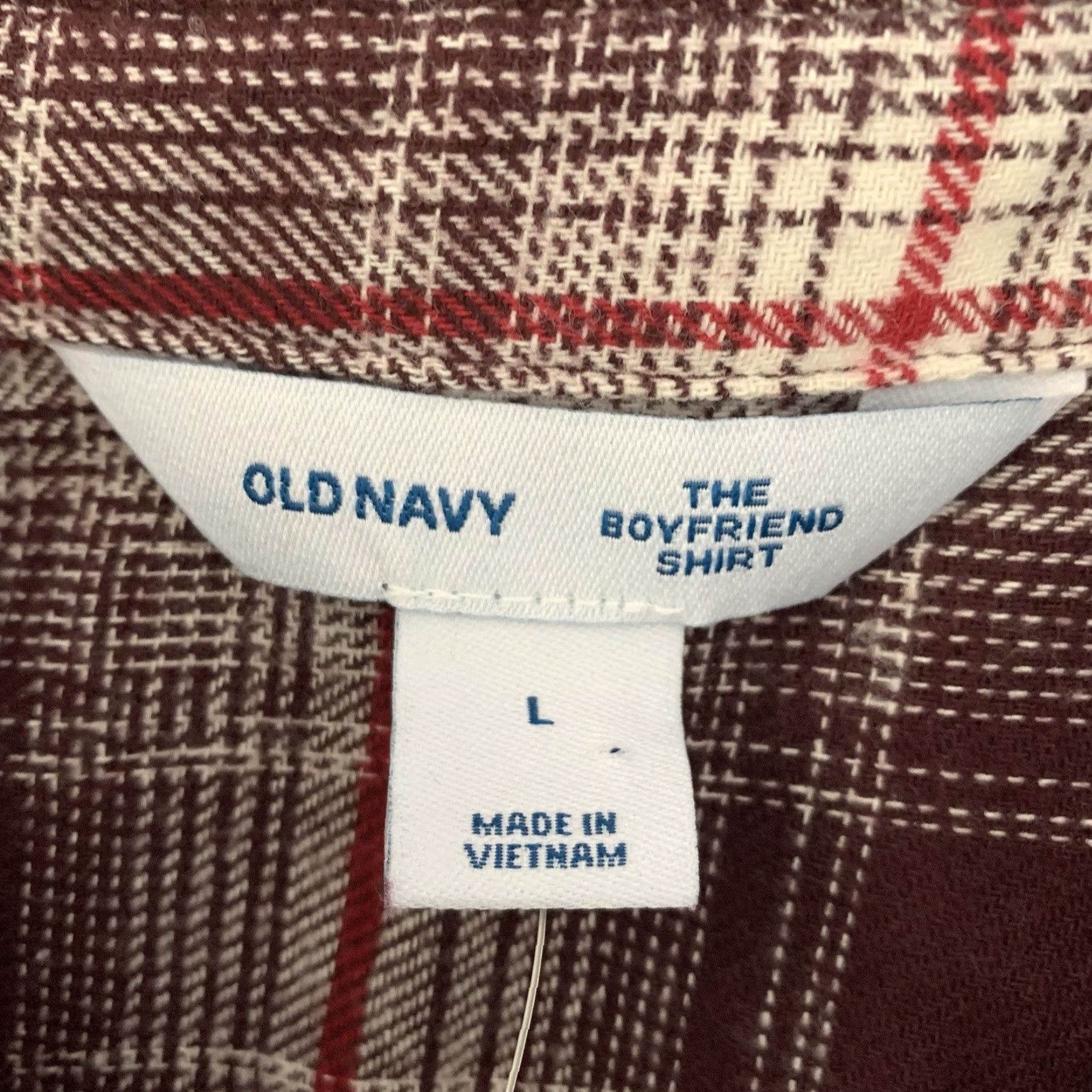 Old Navy VINTAGE Old Navy Flannel Shirt Womens Large The Boyfriend Maroon Plaid Button-Up NEW Size L / US 10 / IT 46 - 2 Thumbnail
