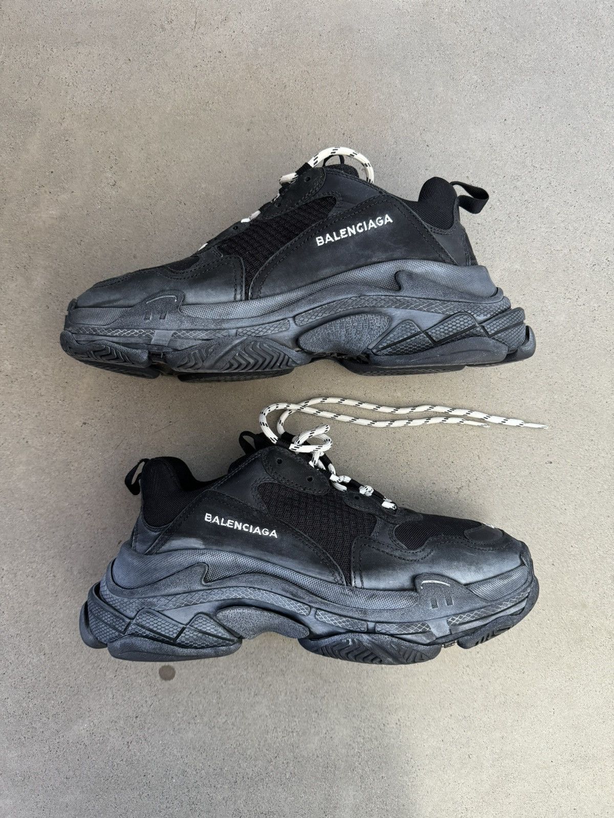 Balenciaga Balenciaga Triple S Distressed Black Grailed