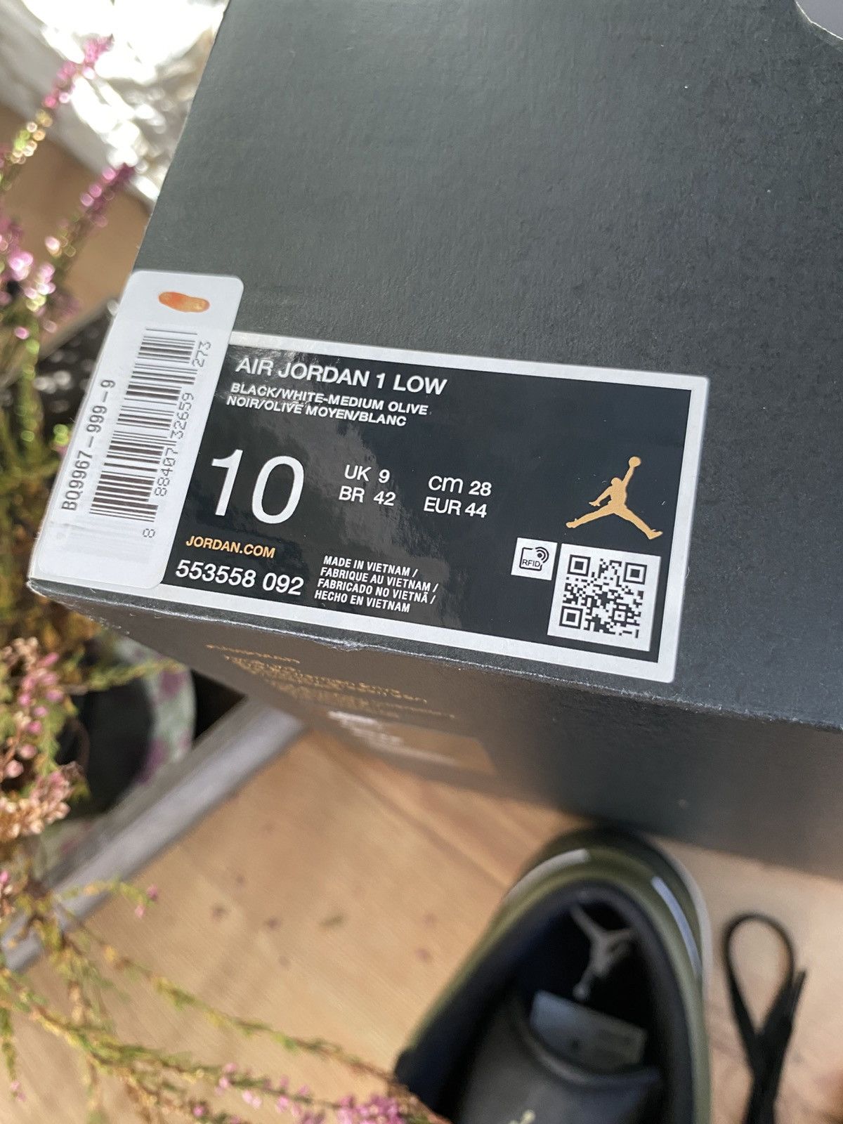 Nike Nike Air Jordan 1 Low Black White Khaki 553558-092 Size US 10 / EU 43 - 9 Thumbnail