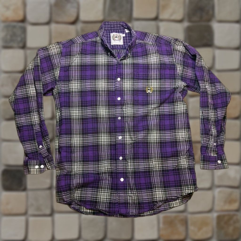 Vintage Cinch Shirt Men's Large Purple Black Plaid Button Down Long Sleeve Western Cowboy Vintage Embroidered Pocket Workwear Size US L / EU 52-54 / 3 - 1 Thumbnail