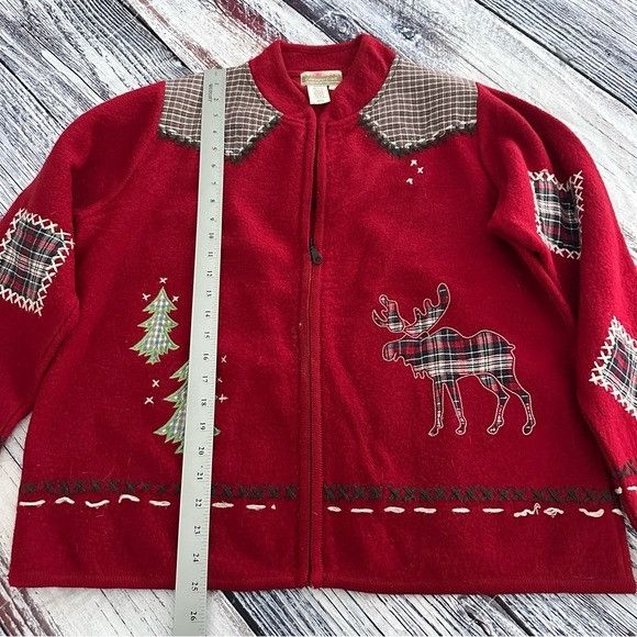 Coldwater Creek Vintage Coldwater Creek 100% Wool Zip Up Cabin Chic Moose Sw Size L / US 10 / IT 46 - 5 Thumbnail