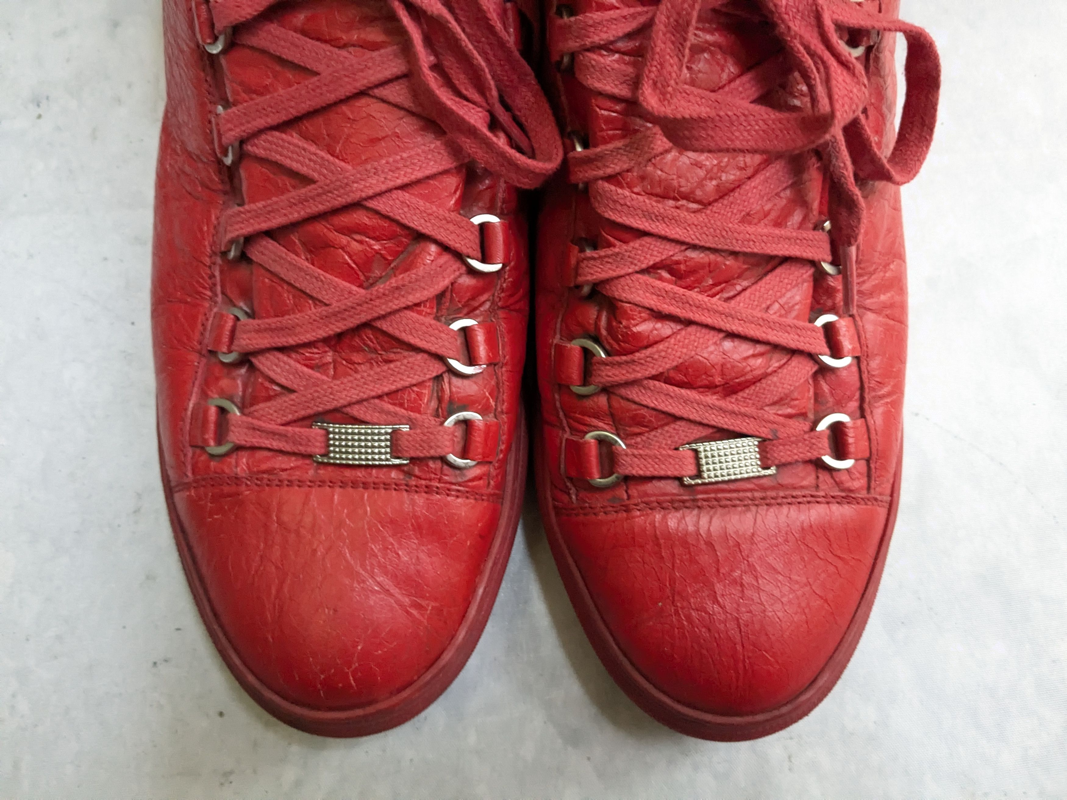 Balenciaga Balenciaga Arena Sneakers Red 12 High Top Leather Size US 12 / EU 45 - 2 Thumbnail