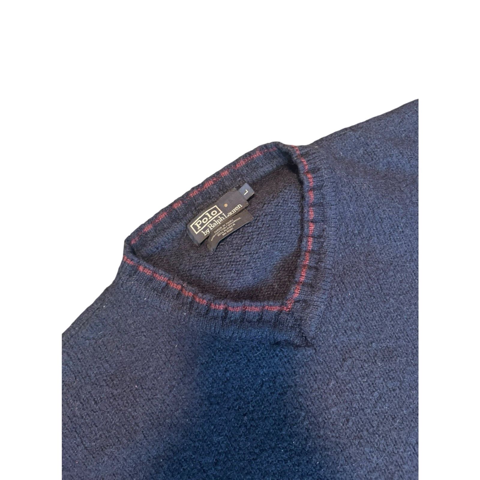 Polo Ralph Lauren VINTAGE Polo Ralph Lauren V-Neck Sweater L NAVY BLUE Alpaca Cotton Wool Men Regular Knit Golf Casual Shirt Size US L / EU 52-54 / 3 - 5 Thumbnail