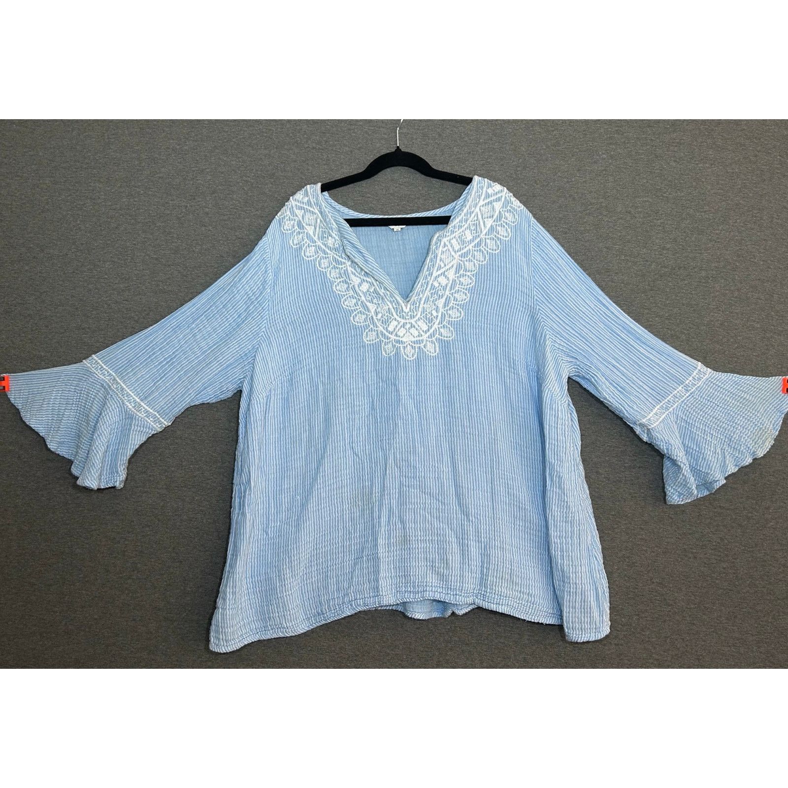 Other Crown & Ivy | Boho Peasant Blouse V-Neck Bell Sleeve | 1X Size XL / US 12-14 / IT 48-50 - 1 Thumbnail
