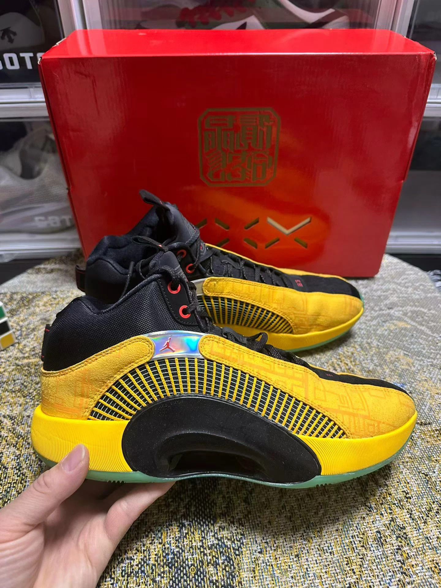 Nike Air Jordan 35 FC PF Dynasties black yellow unisex mid Size US 9 / EU 42 - 1 Thumbnail