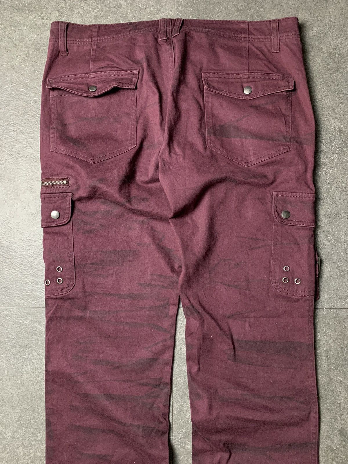 semanticdesign 2000s Semantic Design Red Wine Slashed Bondage Cargo Pants Size US 36 / EU 52 - 12 Thumbnail