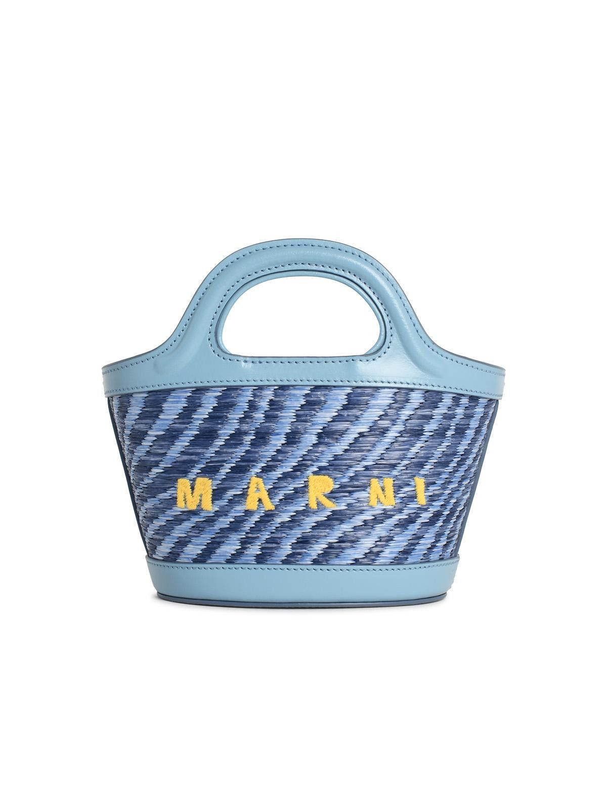 Marni MARNI Micro 'Tropicalia' Bag In Light Blue Leather And Raffia-Effect Fabric Size ONE SIZE - 1 Thumbnail