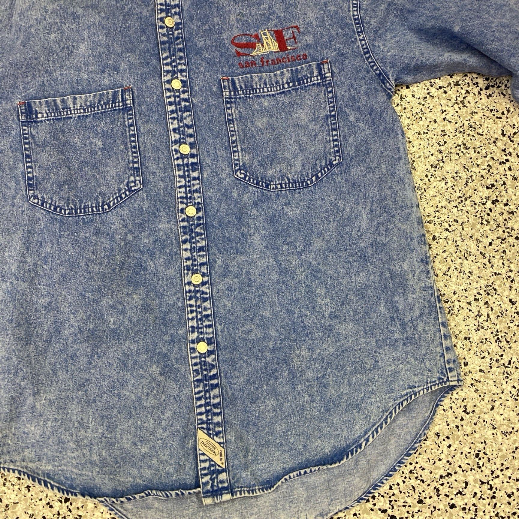Denime VINTAGE Denim San Francisco Men Button Up Shirt Medium Embroidered Size US M / EU 48-50 / 2 - 3 Thumbnail