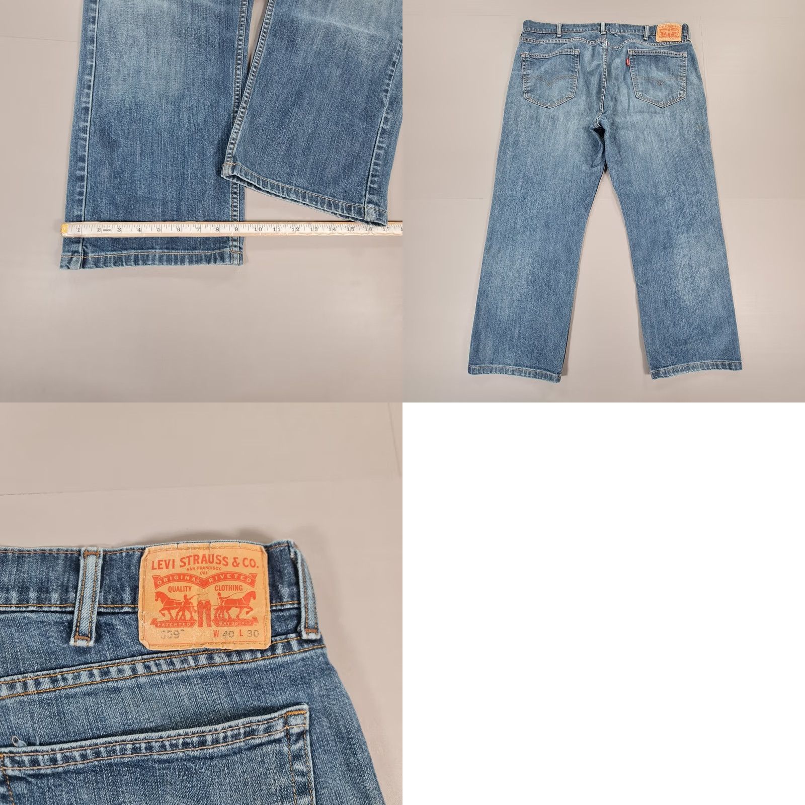 Levi's Levi’S 559 Mens Baggy Jeans Blue W40 L28 Relaxed Fit Straight Leg Denim - Vintage - 90s - USA - Zipper Size US 40 / EU 56 - 8 Thumbnail