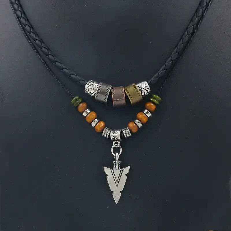 Jewelry × Vintage Stacked Artificial Leather Rope Beaded Necklace Size ONE SIZE - 1 Thumbnail