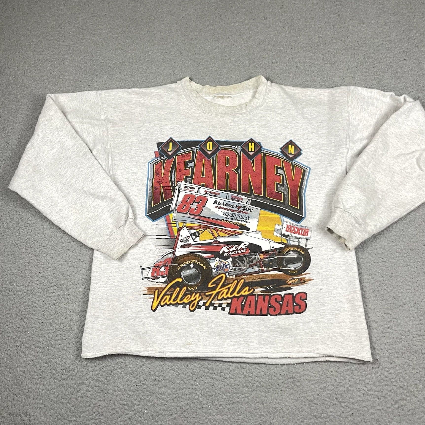 Vintage VINTAGE Goodyear Racing Sweatshirt Men's Large Gray John Kearney Cropped Rare L* Size US L / EU 52-54 / 3 - 2 Thumbnail