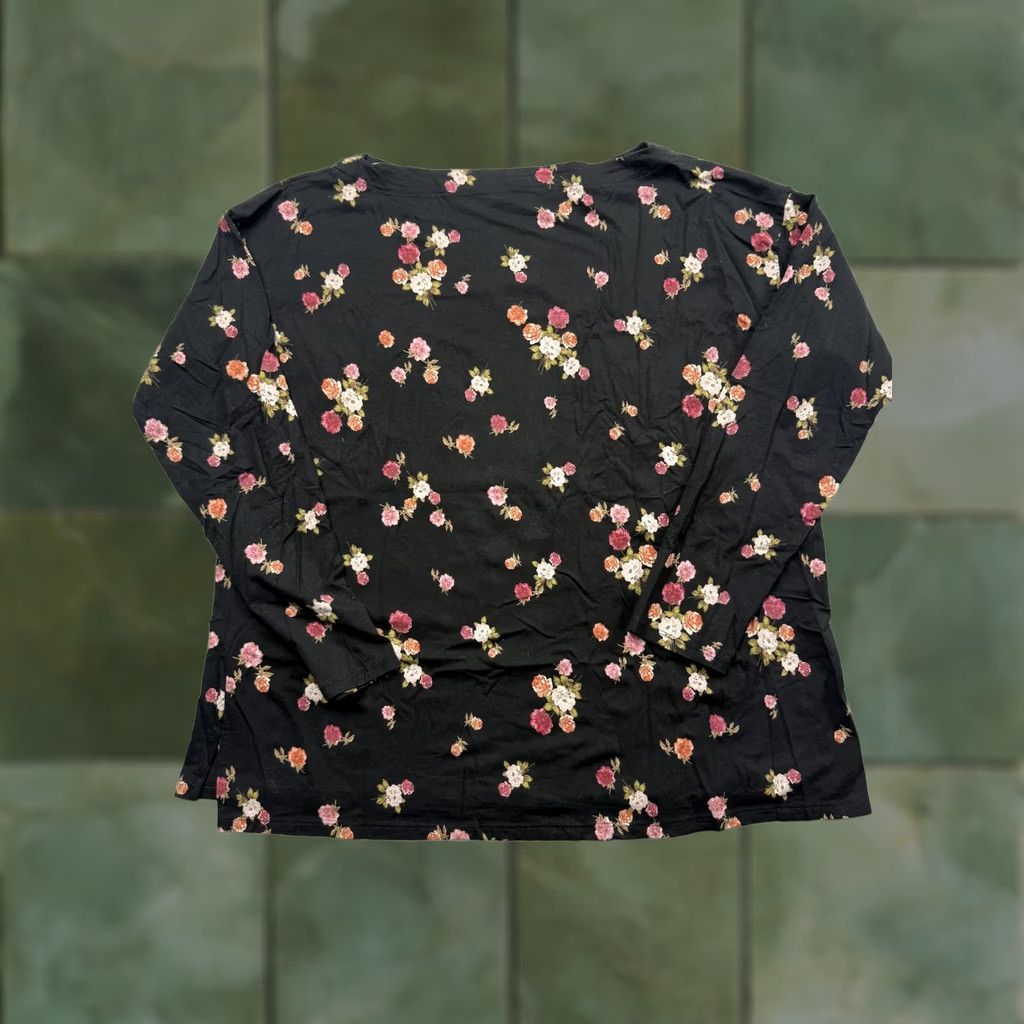 J. Jill J. Jill Womens M Black Boat Neck Long Sleeve Floral Supima Tee Top Size M / US 6-8 / IT 42-44 - 1 Thumbnail