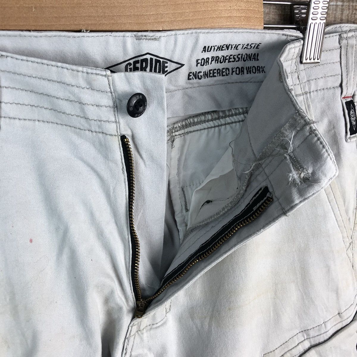 Japanese Brand Geride White Cargo utility Multipocket Pants #A1922 Size US 31 - 13 Thumbnail