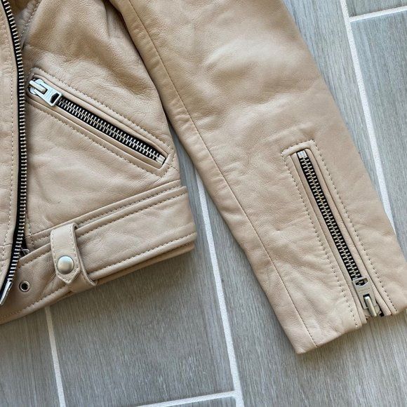 Allsaints NWT All Saints Cole Biker Leather Jacket Sand Brown Sz 8 Size M / US 6-8 / IT 42-44 - 5 Thumbnail