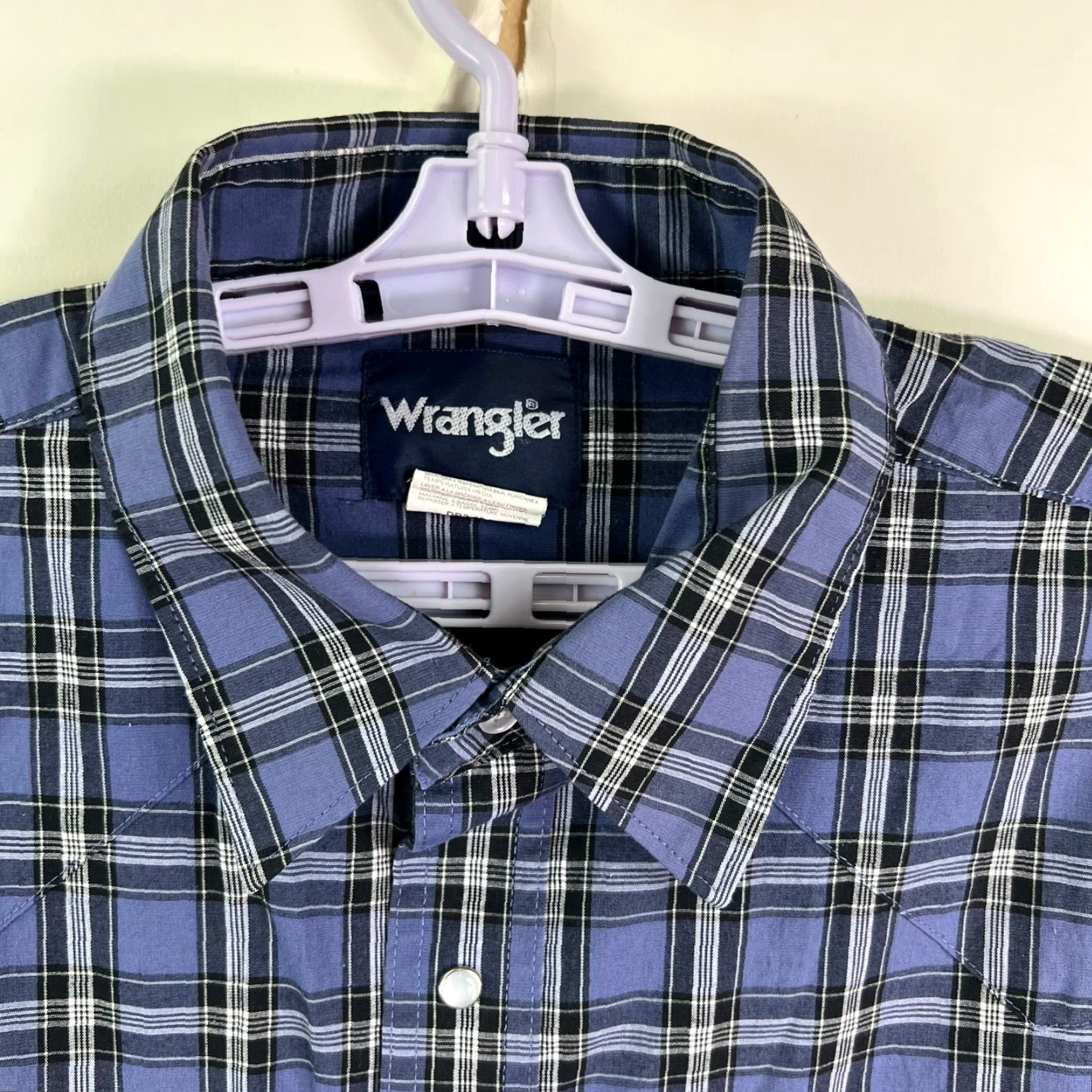 Wrangler Wrangler Shirt Plaid Blue XL Men Long Sleeve Button-Up Casual Western Size US XL / EU 56 / 4 - 2 Thumbnail